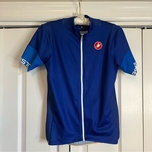 Castelli Jersey Mens M Blue Cycling Bike Racing Shirt Full Zip Breathable